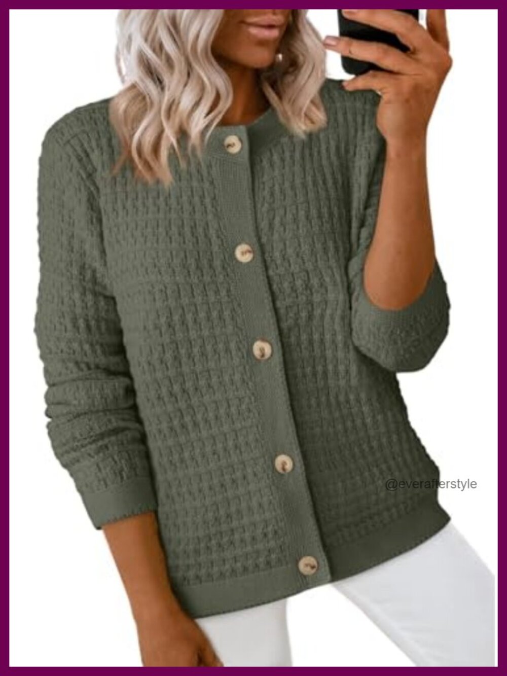 Women's Chunky Knit Cardigan Sweater Long Sleeve Button Down Lightweight Open